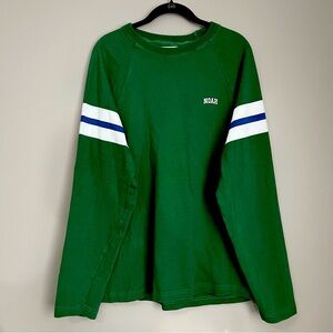 Kelly Green Long Sleeve Cotton Shirt – Preppy, Rugby Y2K, Arm Stripes, XL